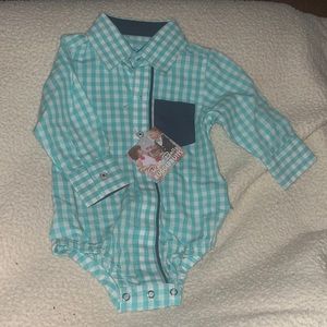Rugged Butts 6-12 month Button Down onesie!